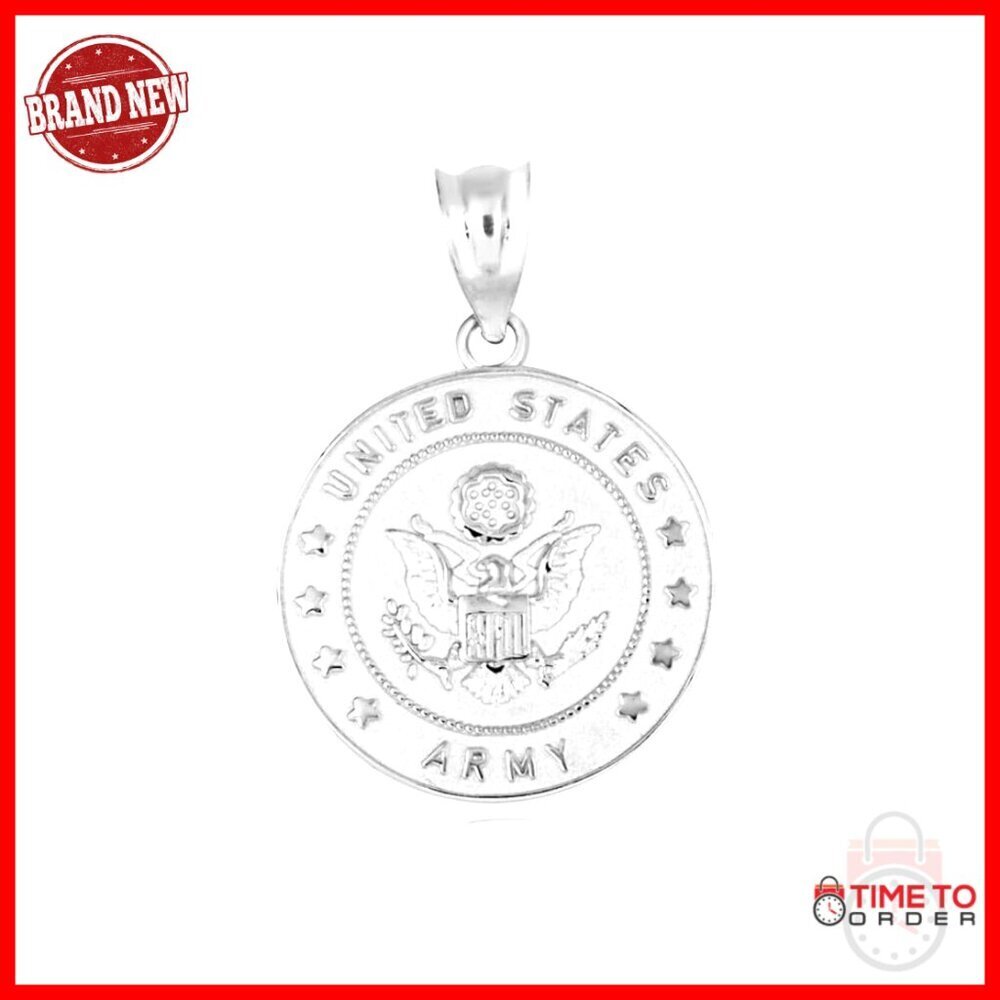 Sterling Silver Army Eagle Pendant Necklace Official Military Jewelry